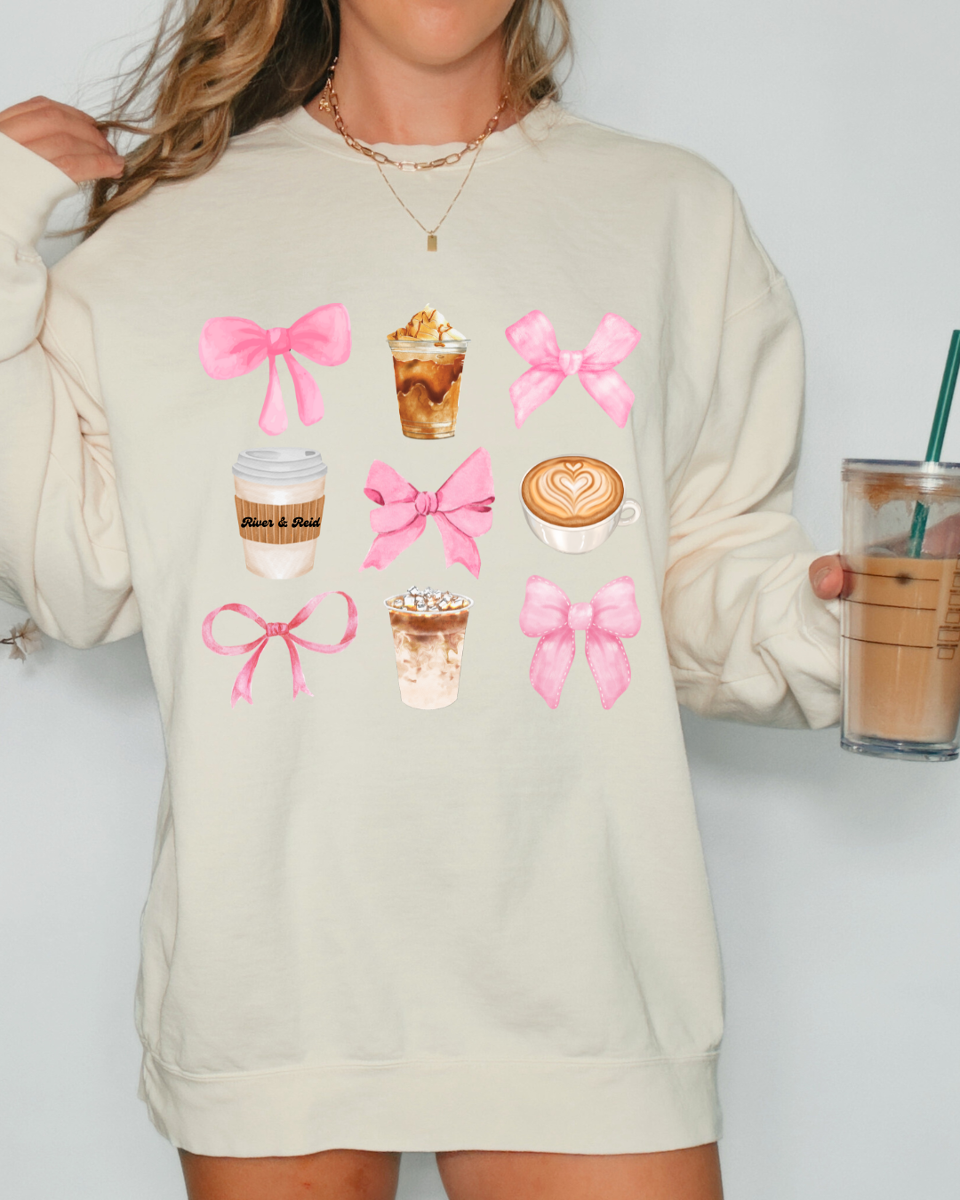 Coquette Bows And Coffee | Sweatshirt