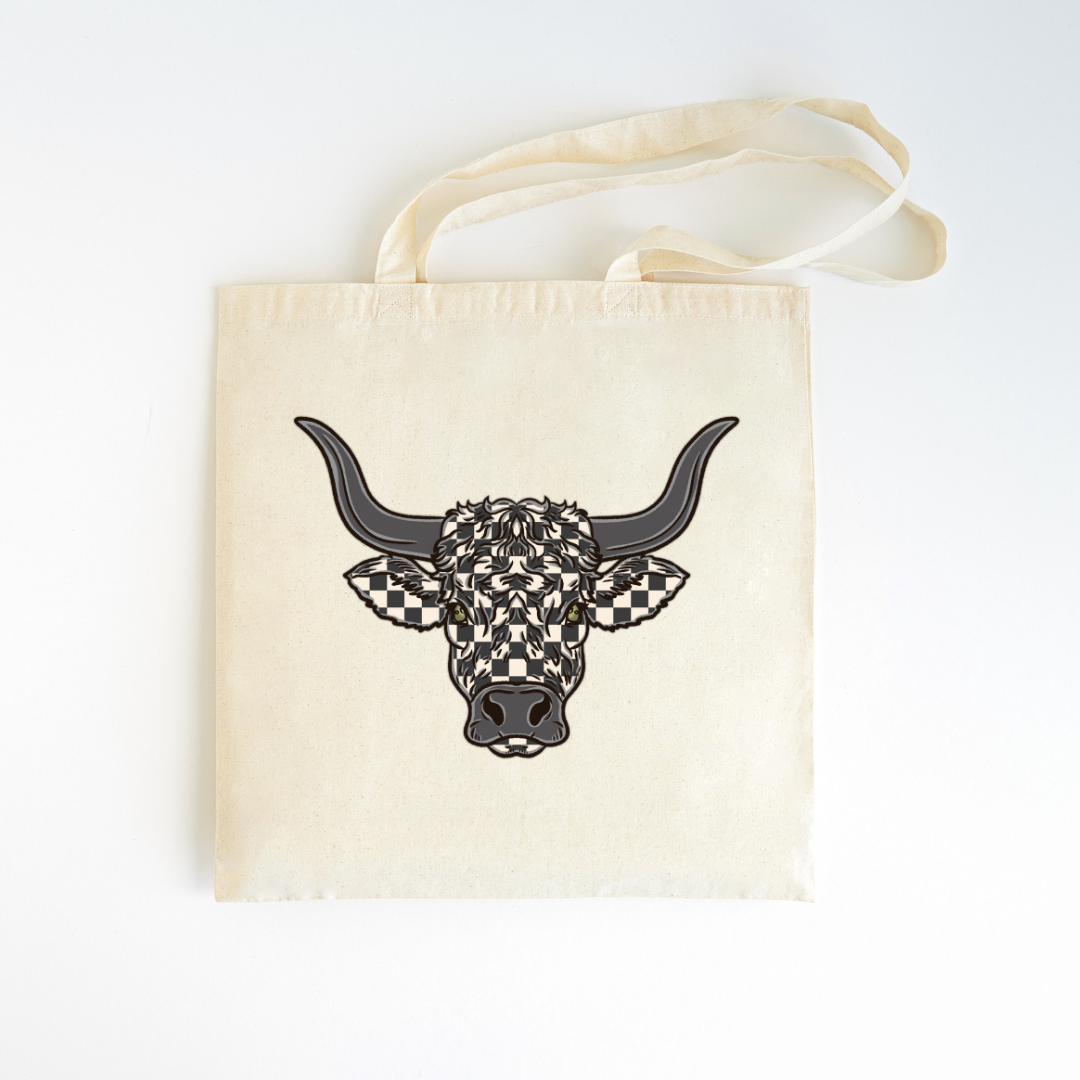 Checkered Bull Canvas Bag