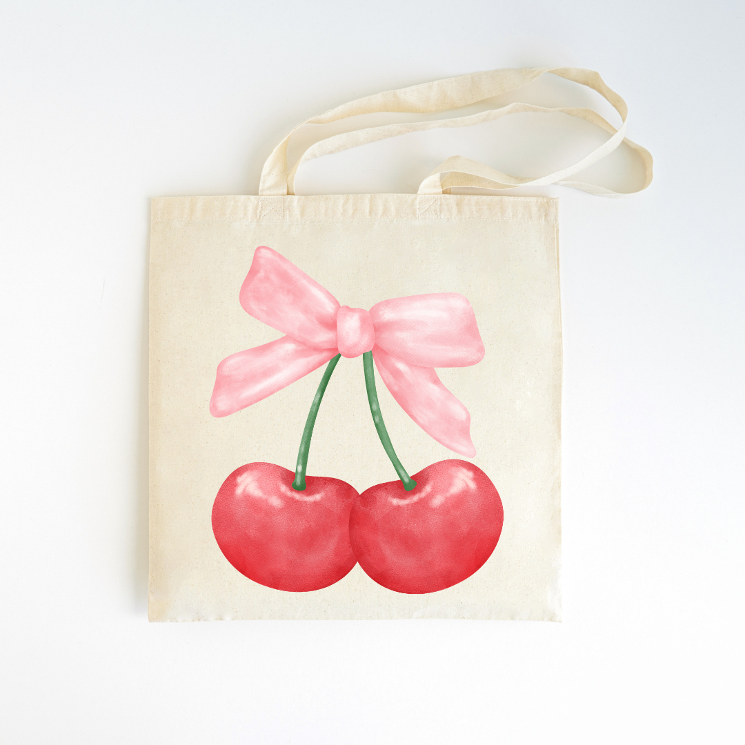 Cherry Bow Canvas Bag
