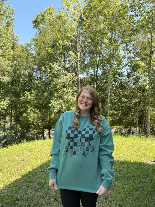 Boy Mama Checkered Bow | Sweatshirt
