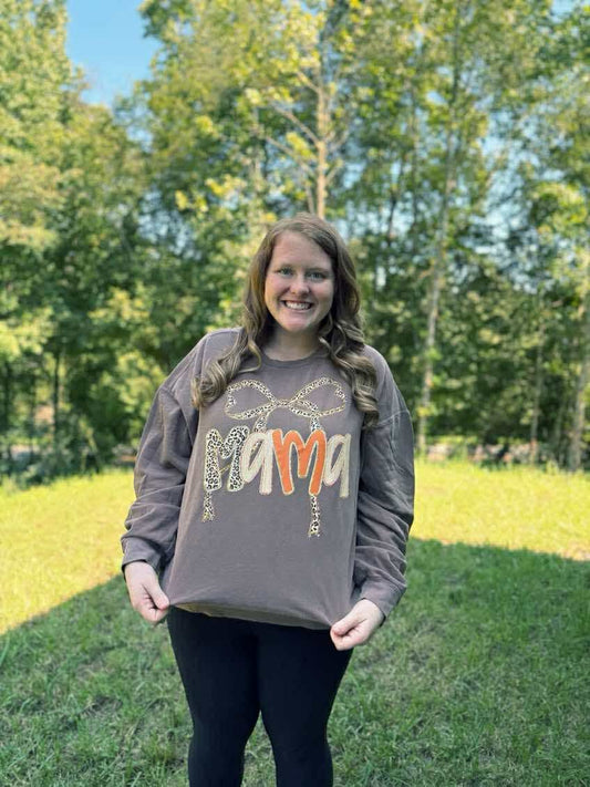 Mama, Gigi, Nana Fall Cheetah Bow | SWEATSHIRT