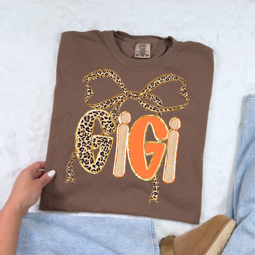 Mama, Gigi, Nana Fall Cheetah Bow | T-Shirt