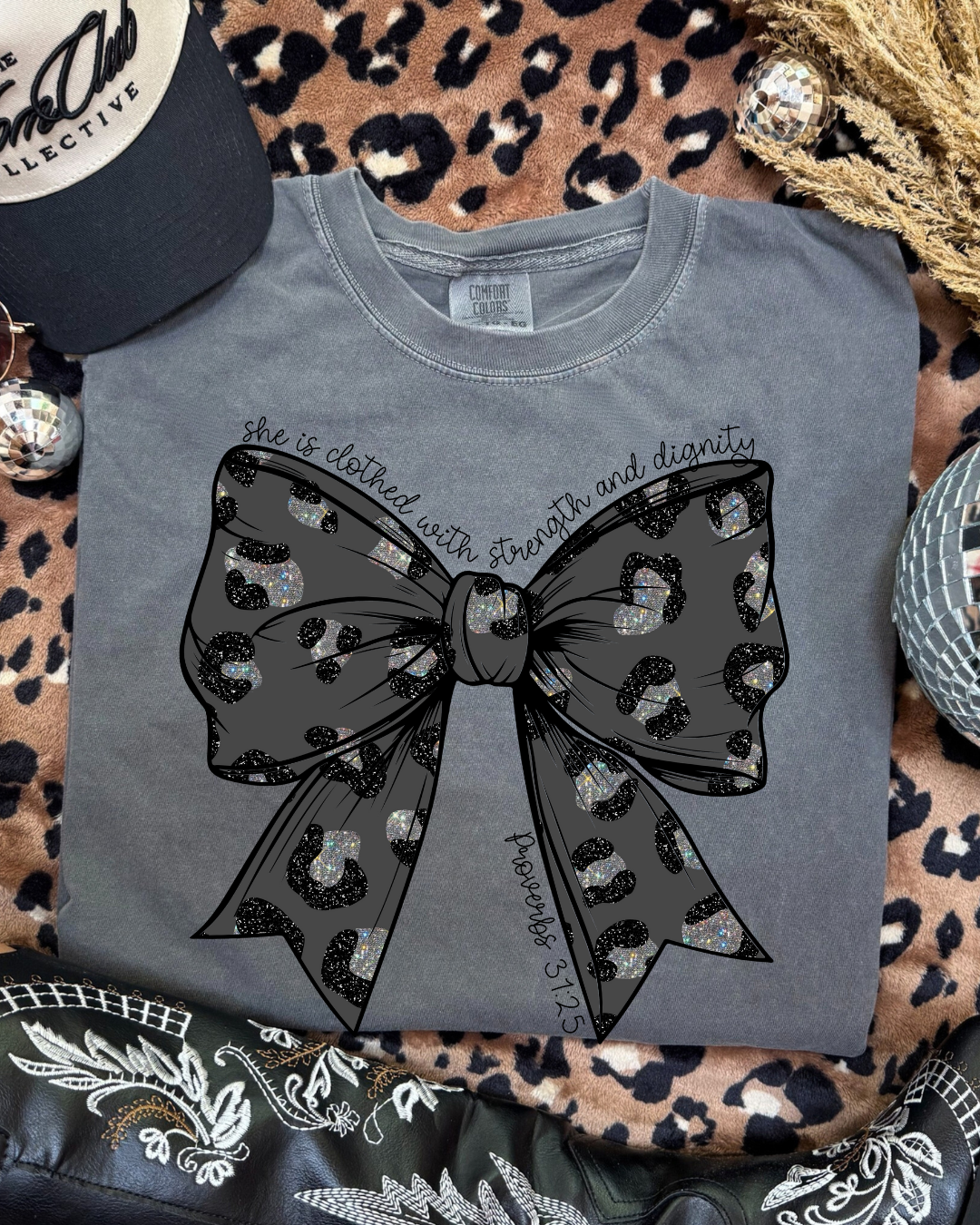 Proverbs 31:25 Cheetah Bow | T-Shirt
