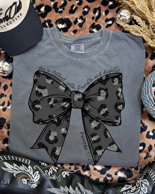 Proverbs 31:25 Cheetah Bow | T-Shirt