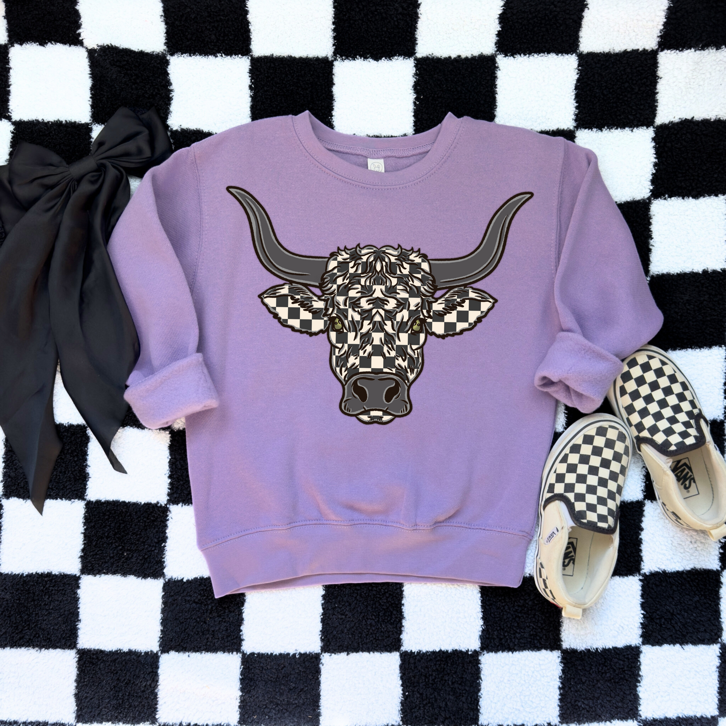 Checkered Bull | Kids Sweatshirt
