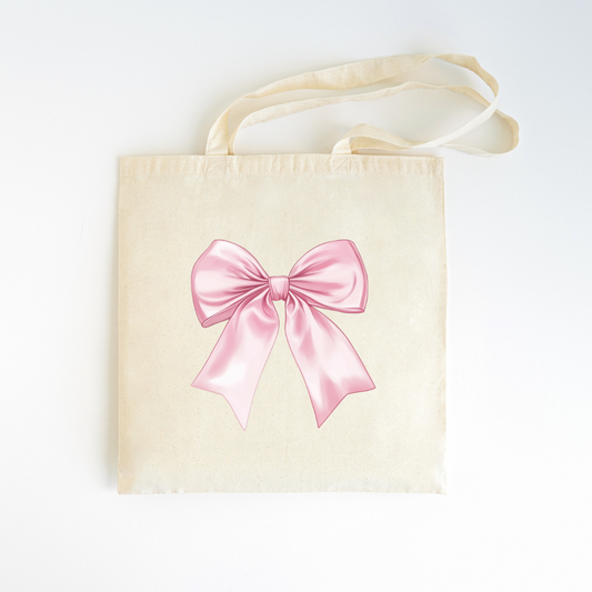 Pink Bow Canvas Bag